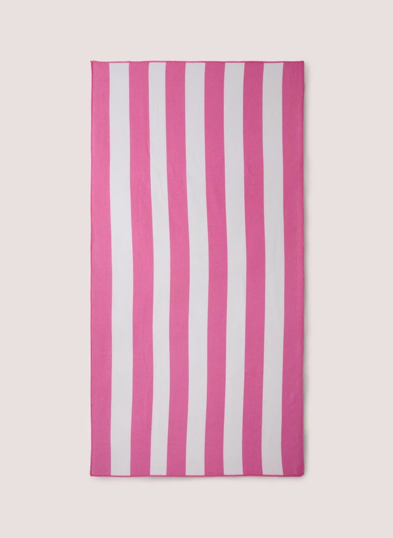 Matalan Pink Stripe Beach Towel